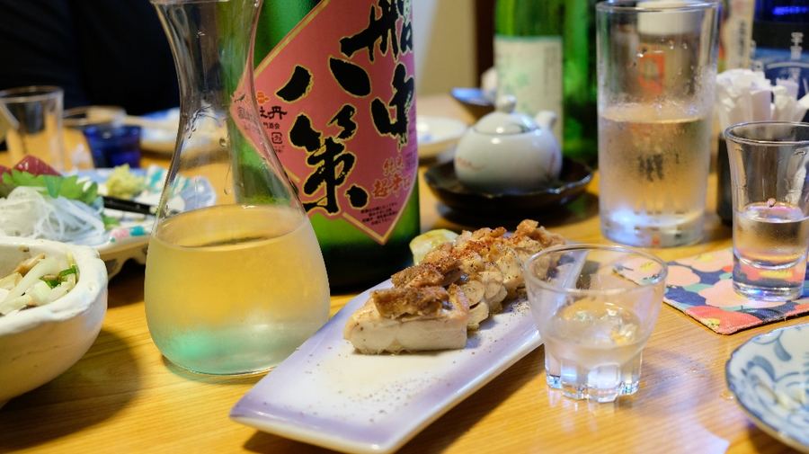 Regional dinner with local sake, Shikoku